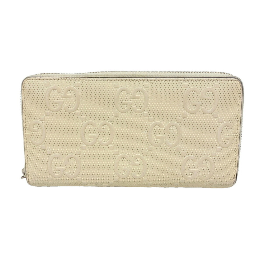 Gucci GG Embossed Leather Long Wallet, 625558, Ivory, Men's